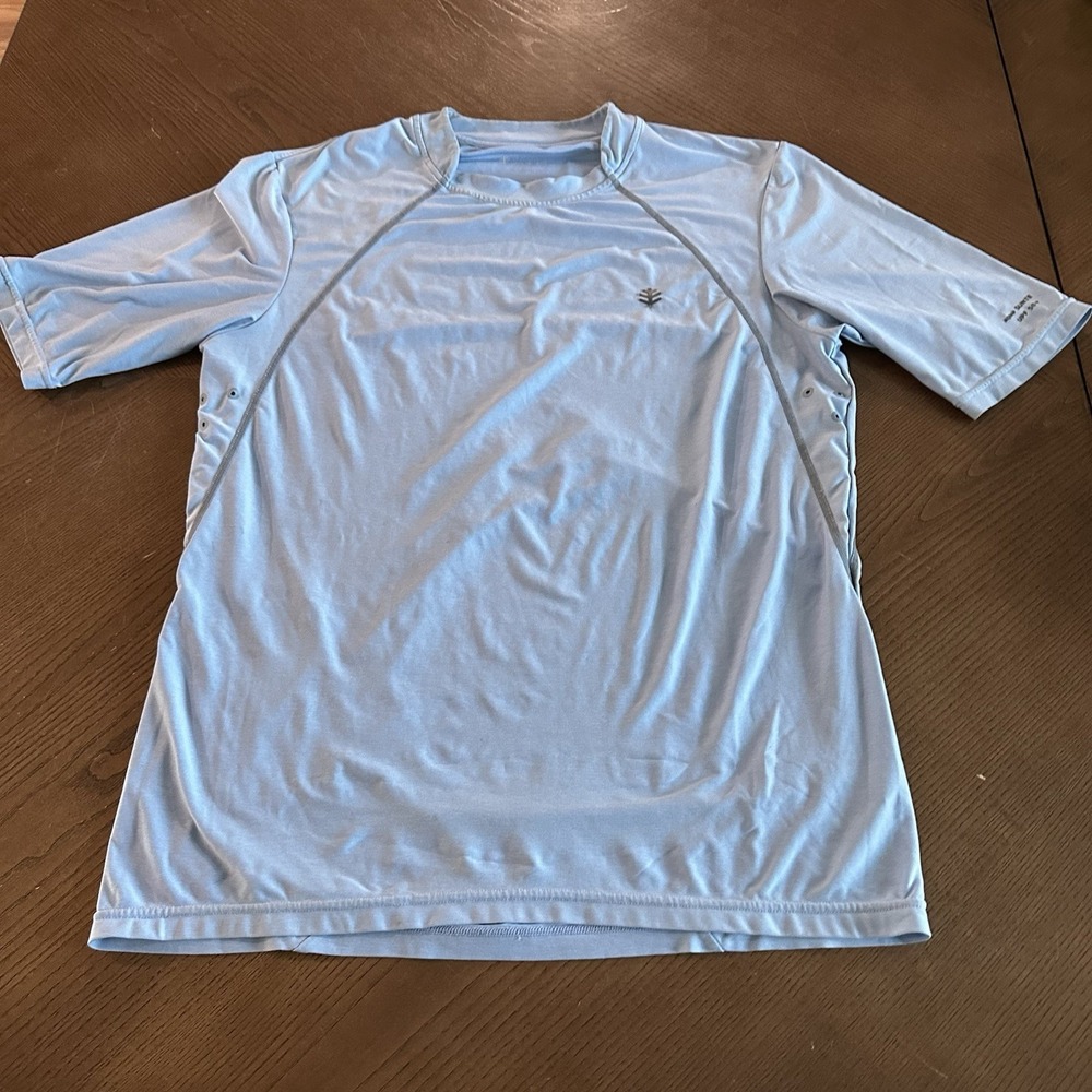 Coolibar UPF‎ 50+ Men's Everyday Short Sleeve T-Shirt Blue M Performance Surf